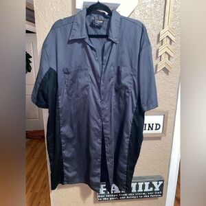 Bikerwear Mens Gray Black Button Down Shirt Revolution On Back Size 2XL